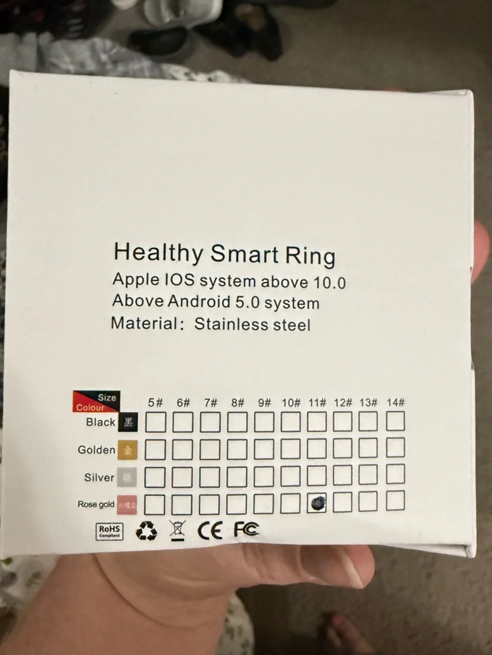 Luck ring Smart Ring Health Tracker rose gold size 11